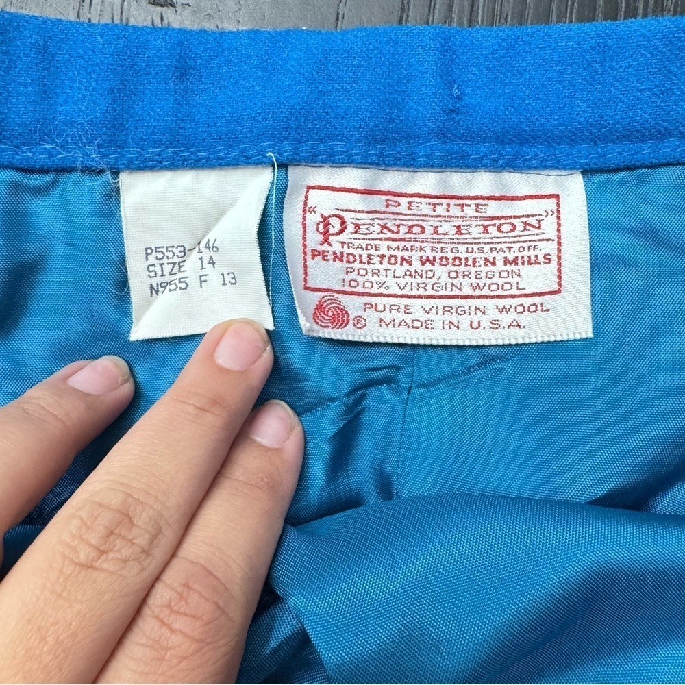 Vintage Pendleton Blue Wool Skirt - Size 14 - Picture 6 of 6